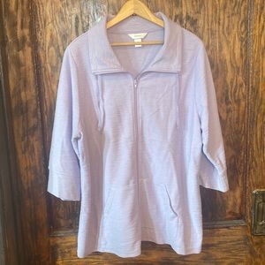 Cj Banks Lavender Light Purple Zip Up Lightweight Jacket 1X